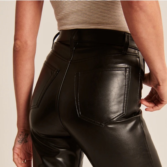 Abercrombie Vegan Leather Ankle Straight Pants - Picture 3 of 7